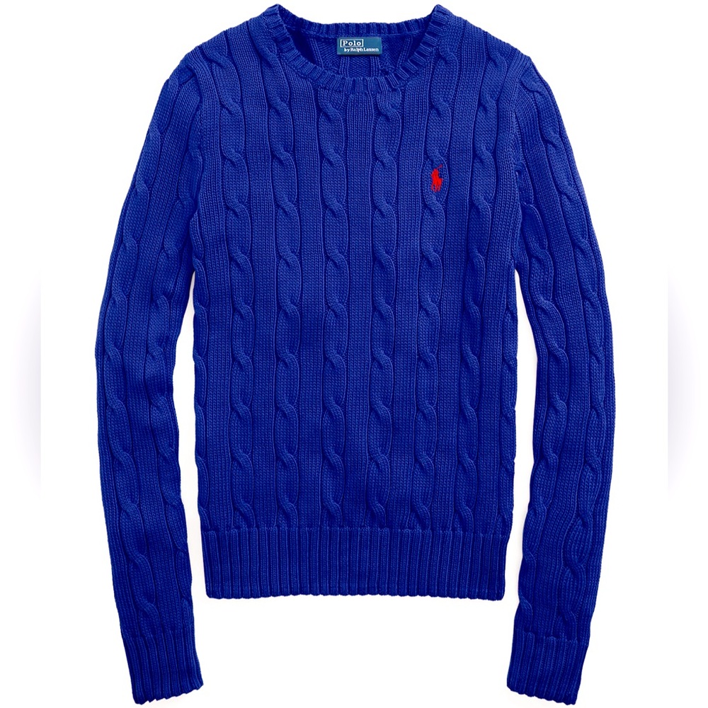 Ralph Lauren, Cable-Knit Cotton Crewneck Sweater, Rugby Royal